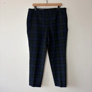 Brooks Brothers Green and Blue Plaid Tartan Side Zip Women's Trousers‎ 14